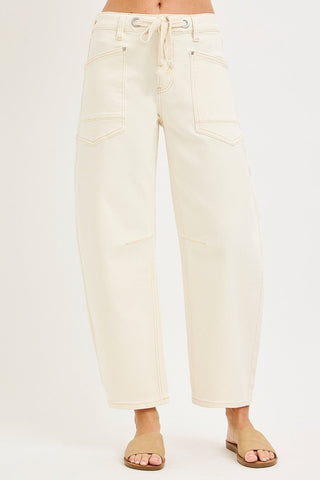 Coastal Ease Barrel Pants Ivory - Sugar Co.