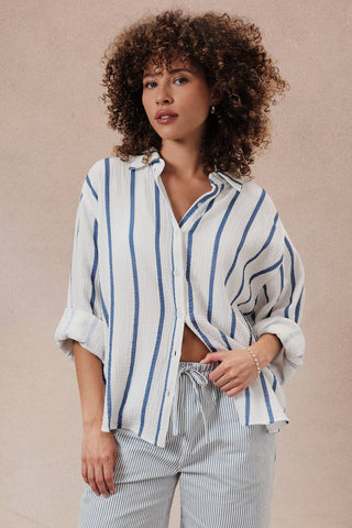 Coastal Lines Gauze Button Up - Sugar Co.
