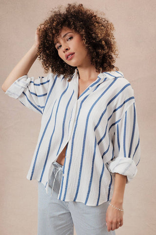Coastal Lines Gauze Button Up - Sugar Co.