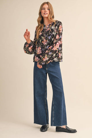 Cocoa Floral Top - Sugar Co.