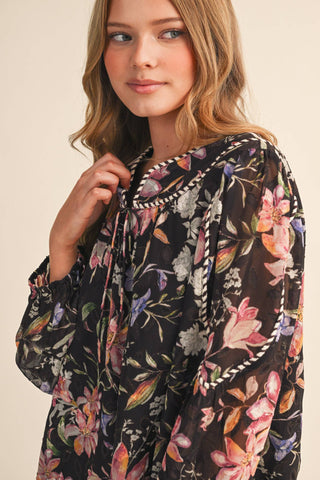 Cocoa Floral Top - Sugar Co.