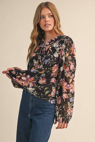 Cocoa Floral Top - Sugar Co.