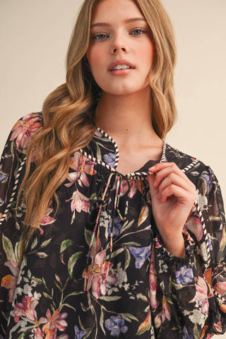 Cocoa Floral Top - Sugar Co.