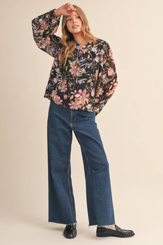 Cocoa Floral Top - Sugar Co.