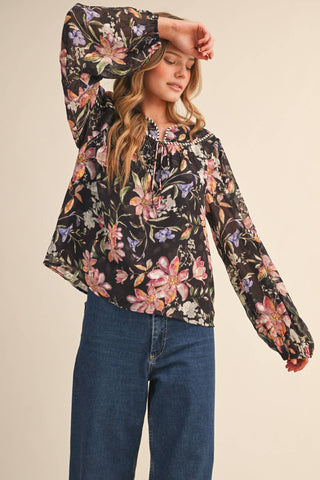 Cocoa Floral Top - Sugar Co.