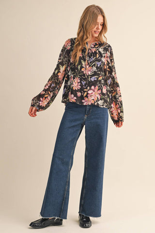 Cocoa Floral Top - Sugar Co.