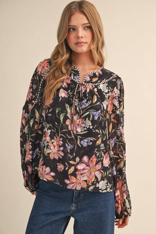 Cocoa Floral Top - Sugar Co.
