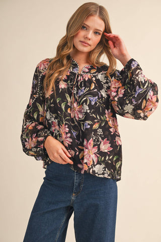 Cocoa Floral Top - Sugar Co.