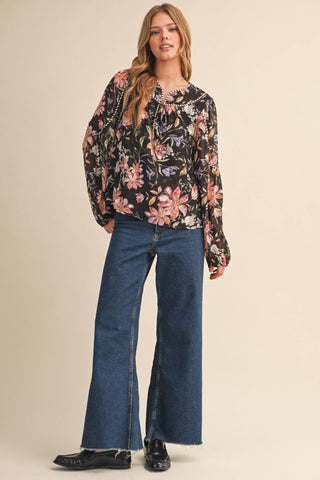Cocoa Floral Top - Sugar Co.