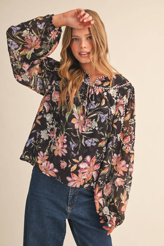 Cocoa Floral Top - Sugar Co.