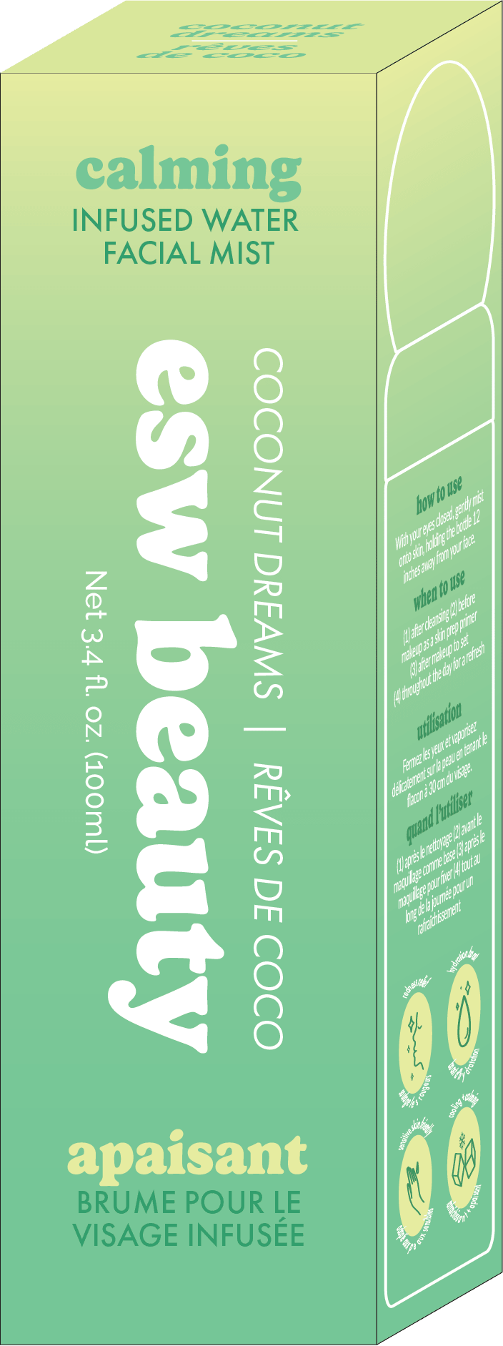 Coconut Dreams Calming Infused Water Facial Mist - Sugar Co.