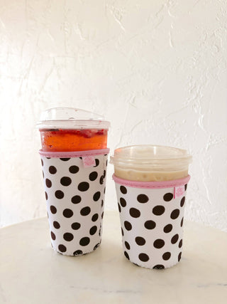 Coffee Cup Cover - Brown Polka Dots: Small 16oz - Sugar Co.