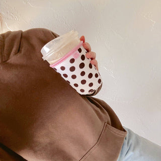 Coffee Cup Cover - Brown Polka Dots: Small 16oz - Sugar Co.