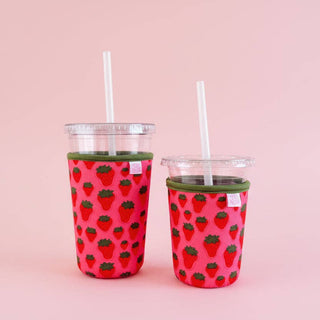 Coffee Cup Cover - Strawberry Field - Iced Drink Sleeve: Small / 16oz - Sugar Co.