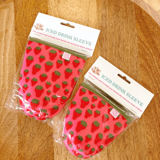 Coffee Cup Cover - Strawberry Field - Iced Drink Sleeve: Small / 16oz - Sugar Co.