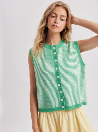 Contrast Striped Sweater Vest - Sugar Co.