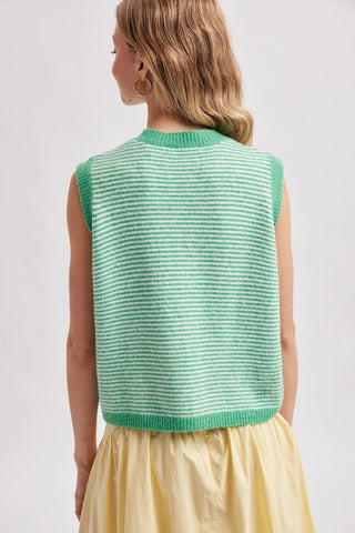 Contrast Striped Sweater Vest - Sugar Co.