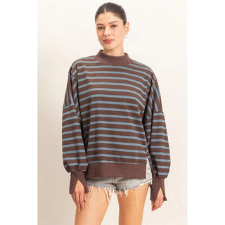 Cozy & Striped Mock Neck - Sugar Co.