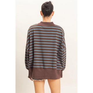 Cozy & Striped Mock Neck - Sugar Co.