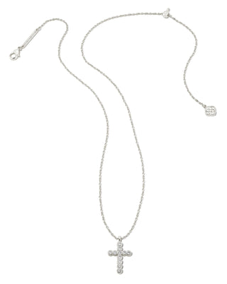 Cross Crystal Pendant Necklace Rhodium - Sugar Co.