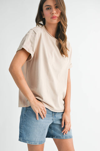 Mali Baby Tee Short Sleeve Top: Oat