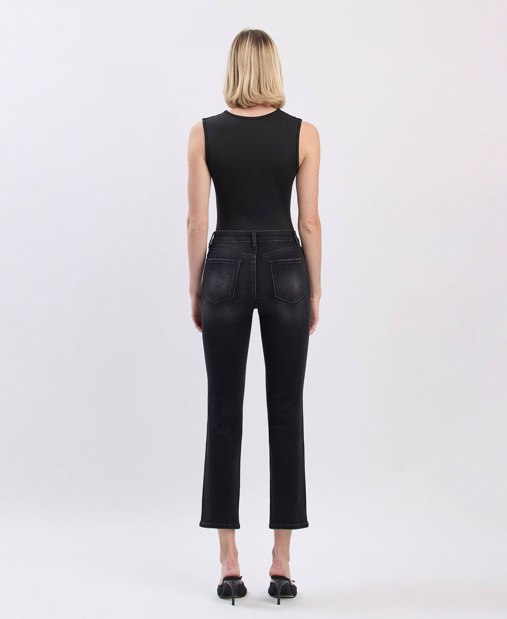 HIGH RISE ANKLE SLIM STRAIGHT JEANS