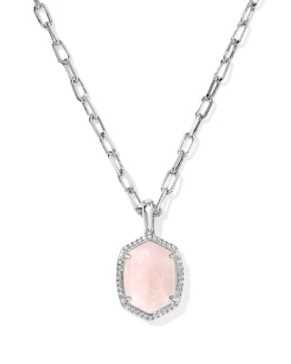 Daphne Silver Pave Frame Short Pendant Necklace - Sugar Co.