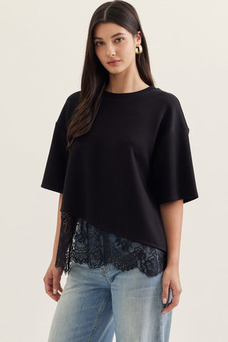 Dare Me Lace Tee Black - Sugar Co.