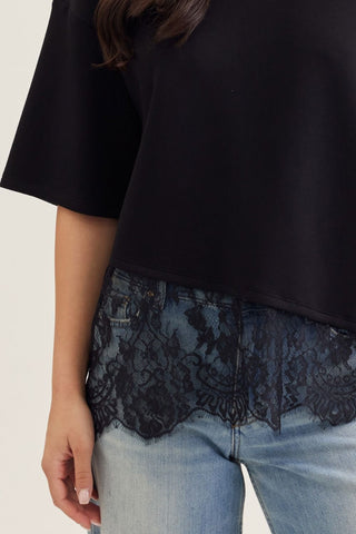 Dare Me Lace Tee Black - Sugar Co.