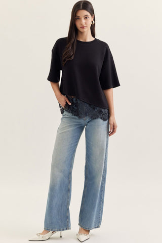 Dare Me Lace Tee Black - Sugar Co.