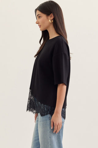 Dare Me Lace Tee Black - Sugar Co.