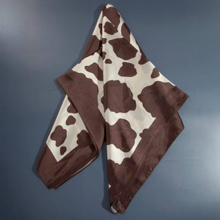 Dark Brown Cow Print Square Bandana Scarf: BR - Sugar Co.