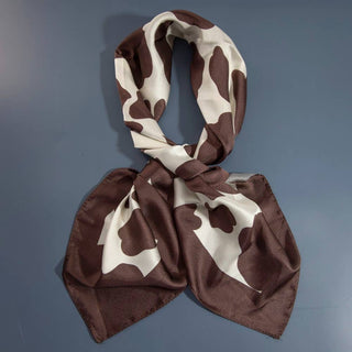 Dark Brown Cow Print Square Bandana Scarf: BR - Sugar Co.