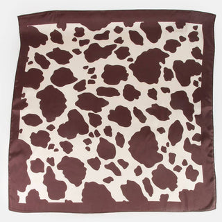 Dark Brown Cow Print Square Bandana Scarf: BR - Sugar Co.