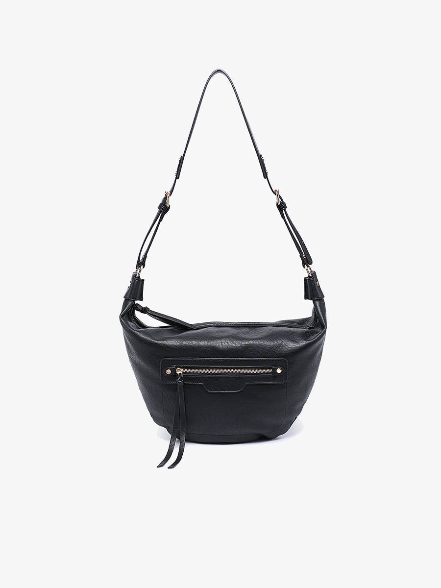 Leigh Distressed Hobo Bag: Black