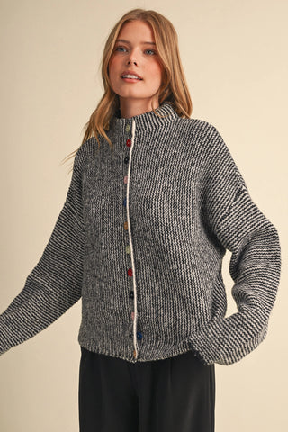 Sprinkle Button Stripe Cardigan