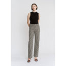 SUPER HIGH LOOSE FIT STRAIGHT STRIPED JEANS: BLACK TAN