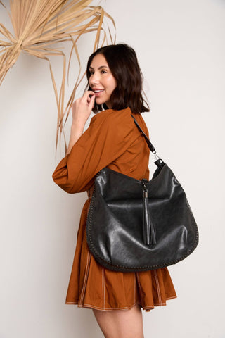 Demi Distressed Slouchy Hobo Dark Olive - Sugar Co.