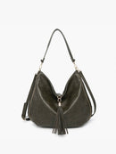 Demi Distressed Slouchy Hobo Dark Olive - Sugar Co.