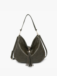 Demi Distressed Slouchy Hobo Dark Olive