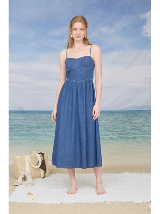Denim Sweetheart Midi Dress - Sugar Co.