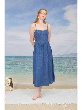 Denim Sweetheart Midi Dress - Sugar Co.
