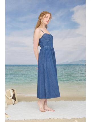Denim Sweetheart Midi Dress - Sugar Co.
