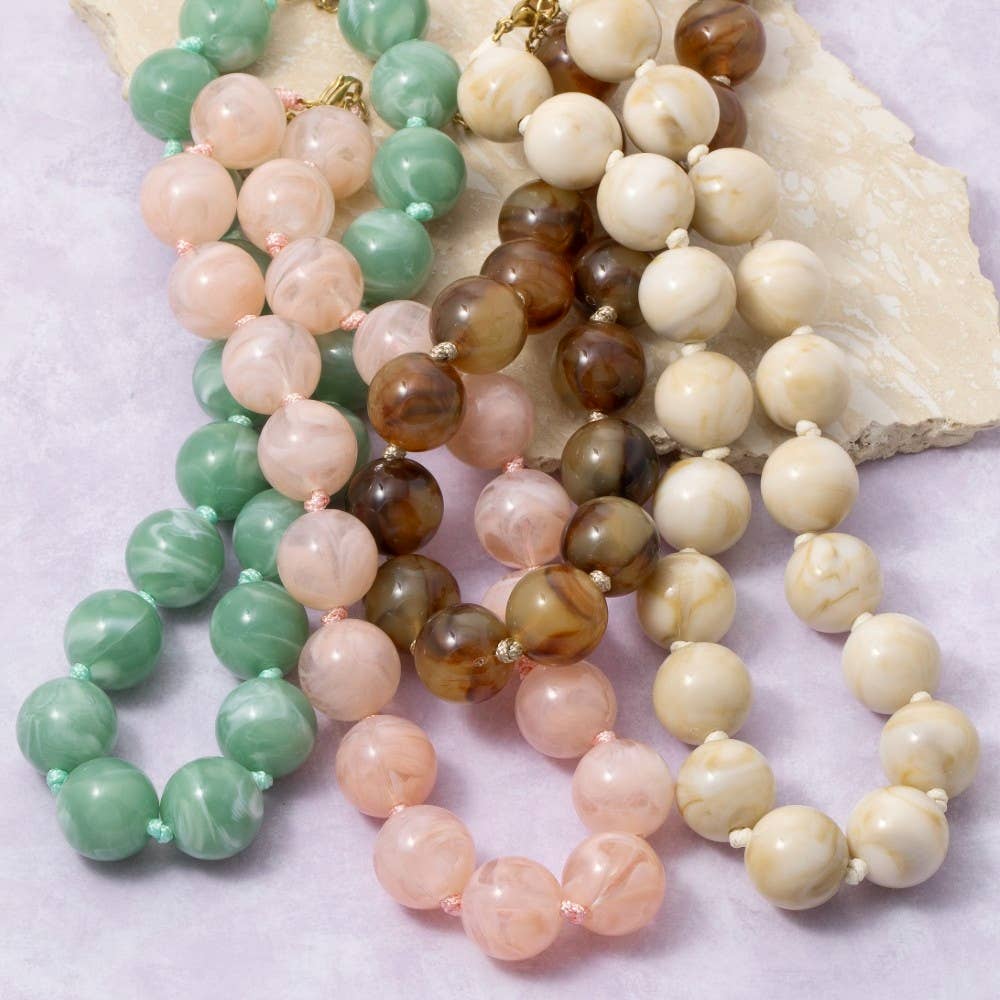 Large Marble Resin Beads Necklace Pink