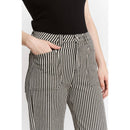 SUPER HIGH LOOSE FIT STRAIGHT STRIPED JEANS: BLACK TAN