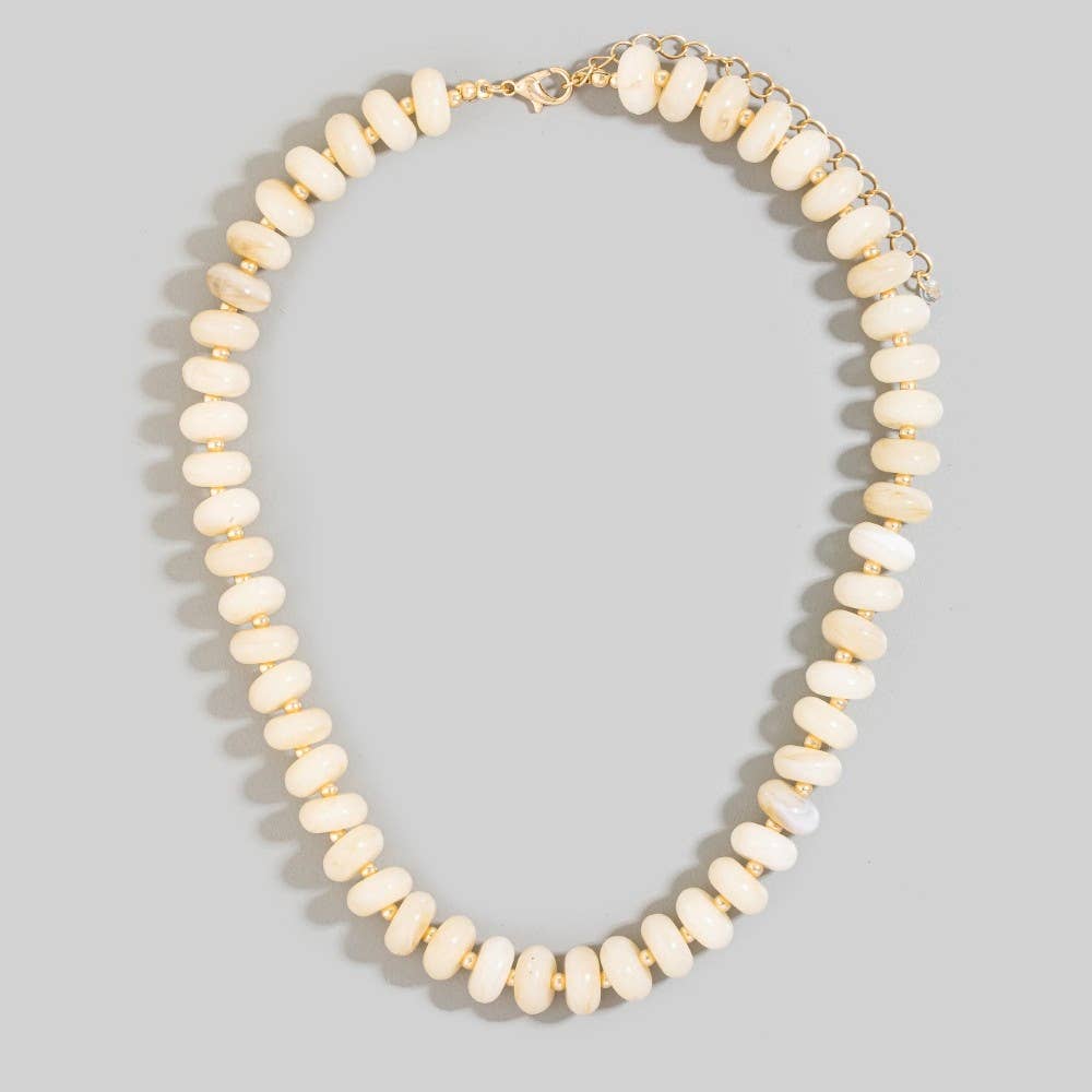 Disc Beaded Necklace Natural