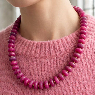 Disc Beaded Necklace Natural - Sugar Co.
