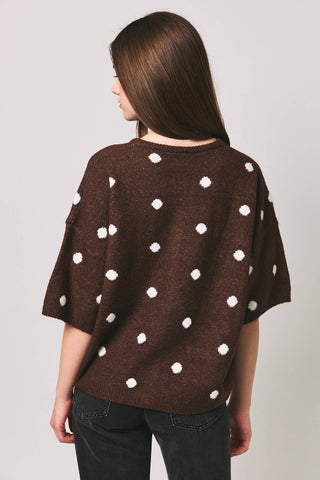 Dot Party Cardi Brown - Sugar Co.
