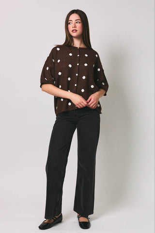 Dot Party Cardi Brown - Sugar Co.