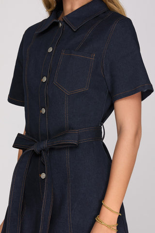 Downtown Darling | Denim Shirt Dress - Sugar Co.
